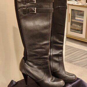 Excellent!!| US 7B| COLE HAAN: Black Leather Knee Double buckle boots